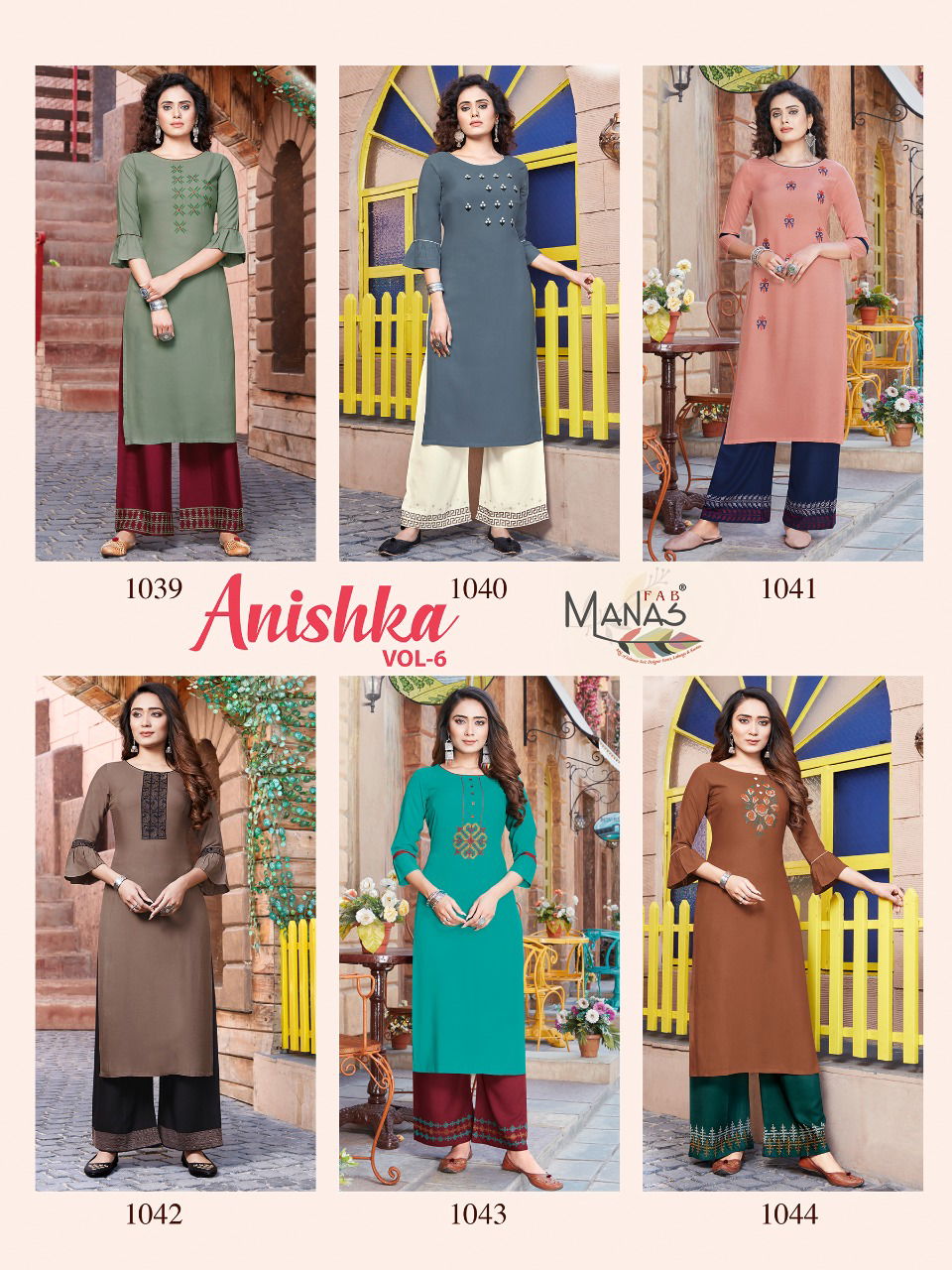 Manas Anishka 6 Latest Fancy Designer Rayon With Embroidery Ethnic Wear Kurti With Bottom Collection